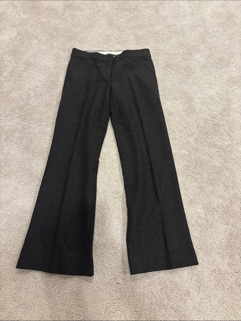 Vintage Theory dk brown wool tweed Tailored Flare Pants size 2
